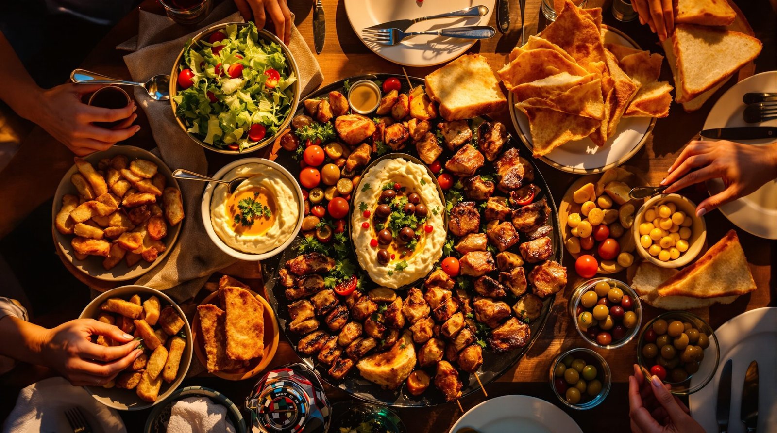 Lebanese mezze feast at a Yas Island restaurant